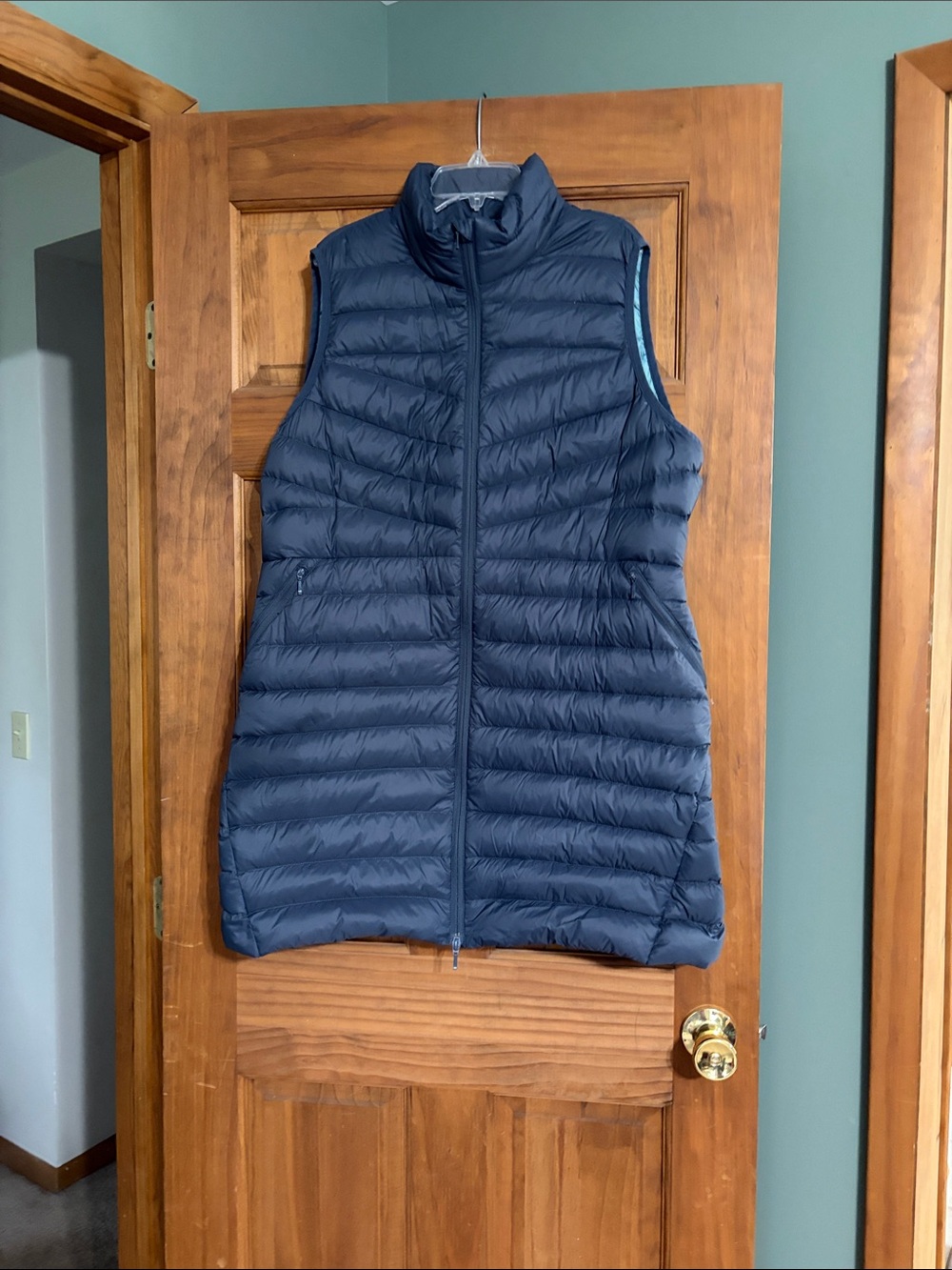 Lands' End Women's Gray Quilted Long Puffer Vest